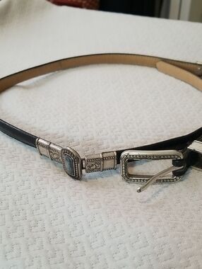 Womens Leather Belt Size Medium Buckle Stones EUC